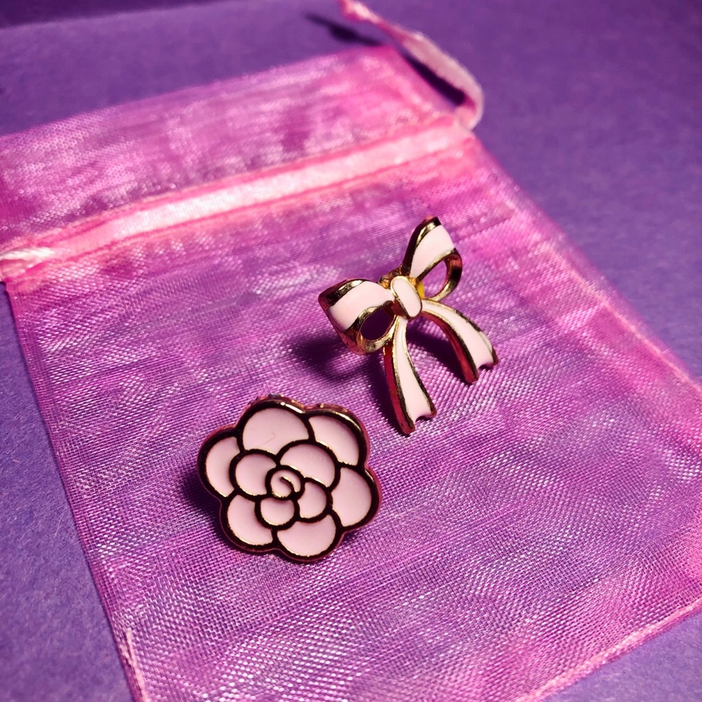 Pink flower studs